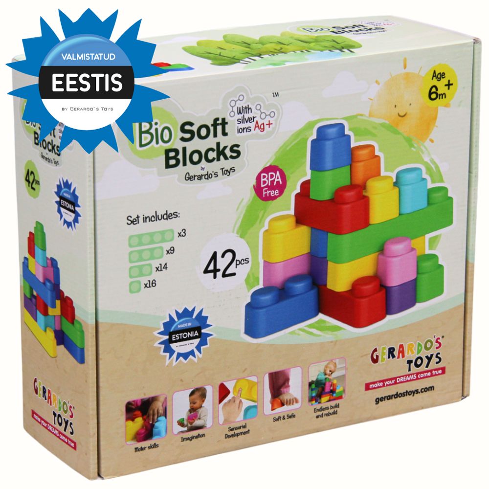 Gerardo's Toys pehmed klotsid, 42 tk