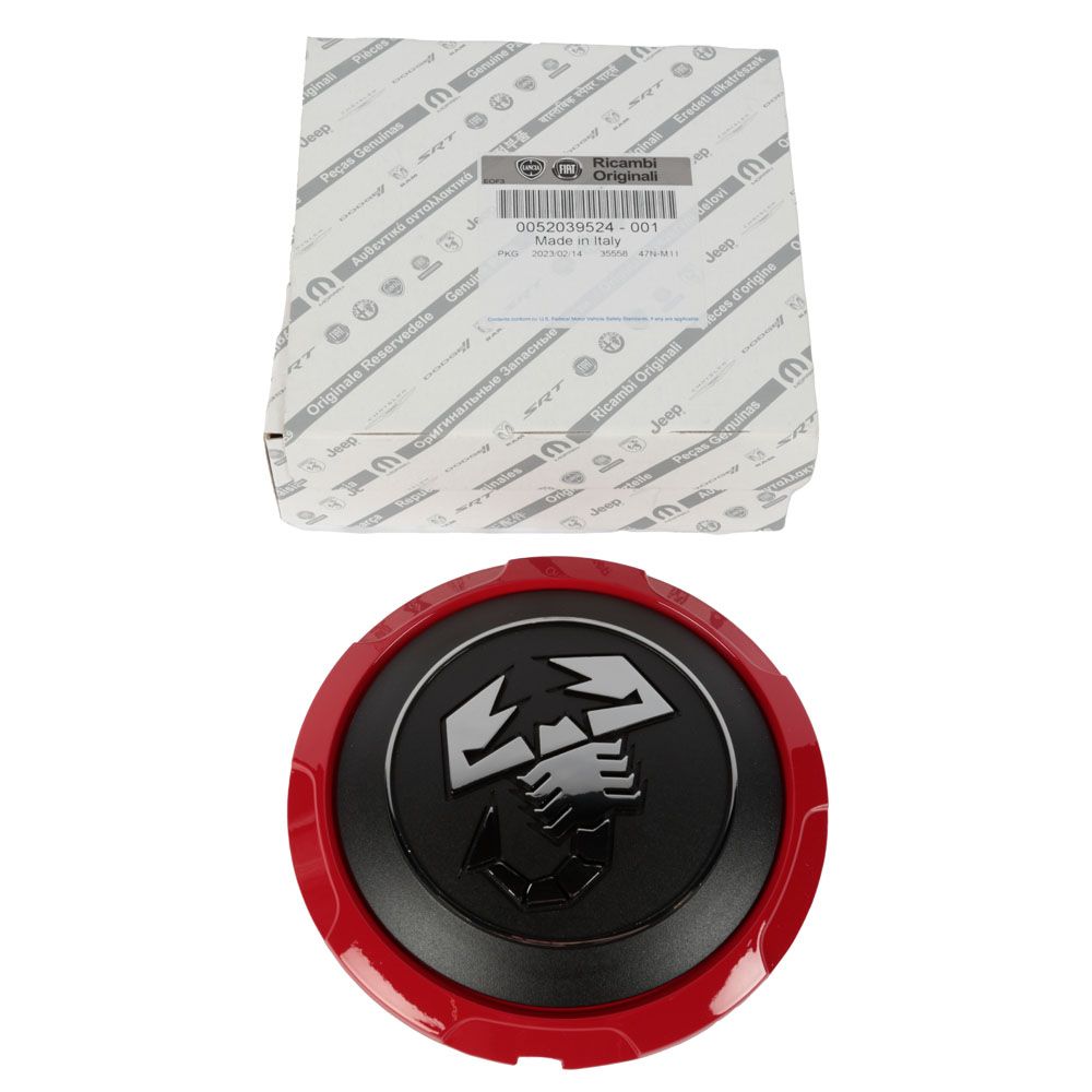 Fälgemblem Fiat 500 svart/röd Abarth OE-kvalitet