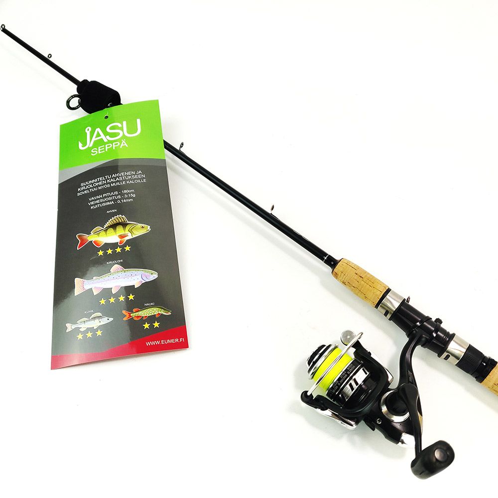 Jasu Seppä avokelasetti 180 cm 3-15 g kuitusiimalla 0,14 mm