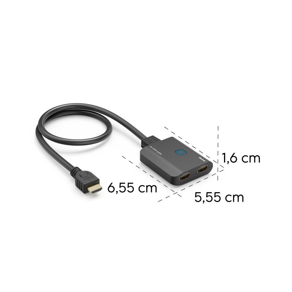 Hama HDMI-jakaja, HDMI uros (tulo) - 2 x HDMI naaras (lähtö), 4K