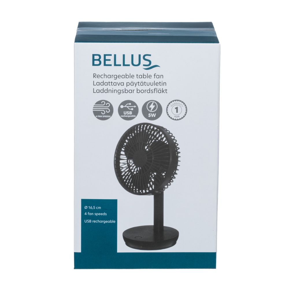 Bellus laddningsbar bordsfläkt 16,5 cm 5 W