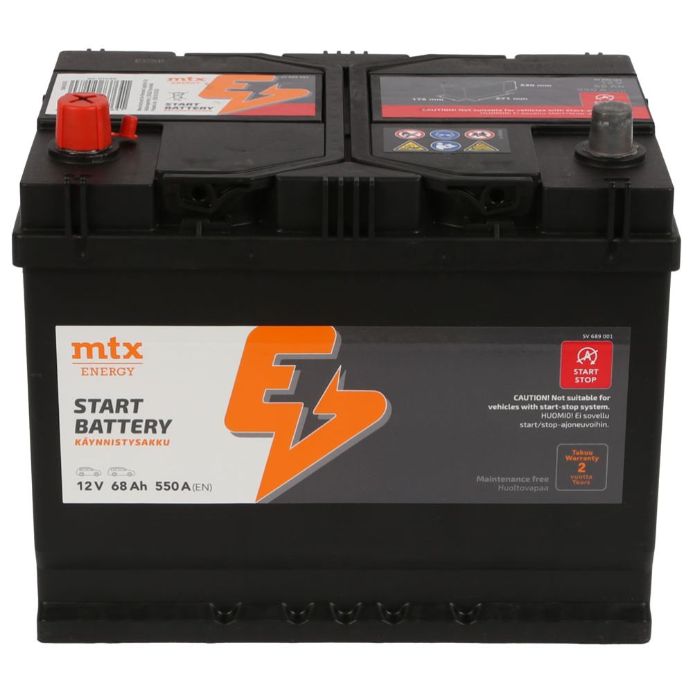 MTX Energy Käynnistysakku 68Ah/550A P261xL175xK220 +-