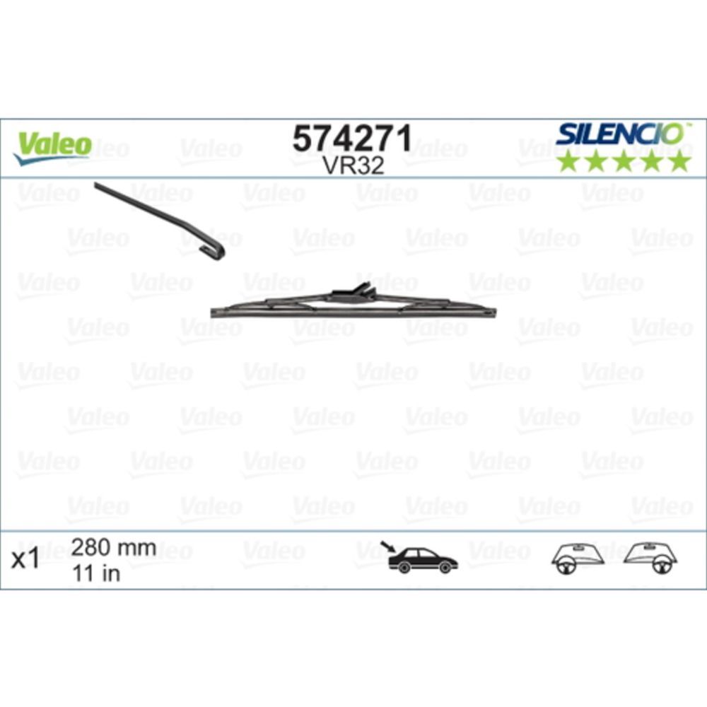 Valeo Silencio VM32/VR32/H595 torkarblad bakruta 28 cm