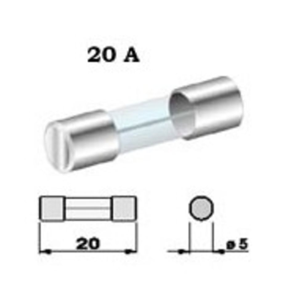 Glassäkring 20 A 5 x 20 mm 5 st. 12/24 V
