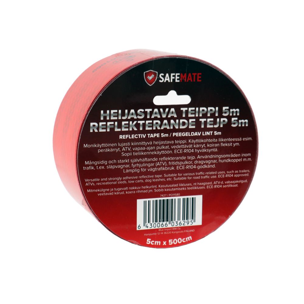 Heijastava teippi perävaunuun/traileriin, 5m, punainen