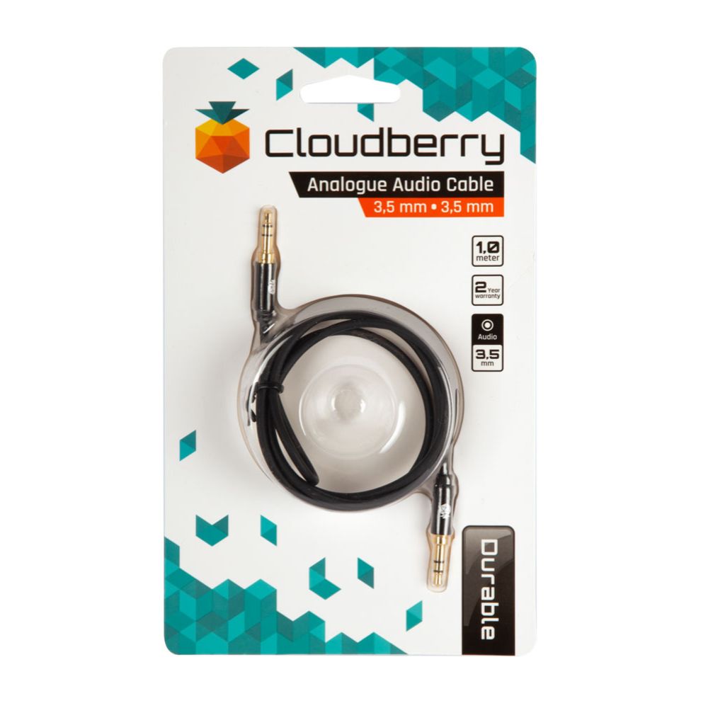 Cloudberry 3,5 mm audiokaapeli 1 m, musta