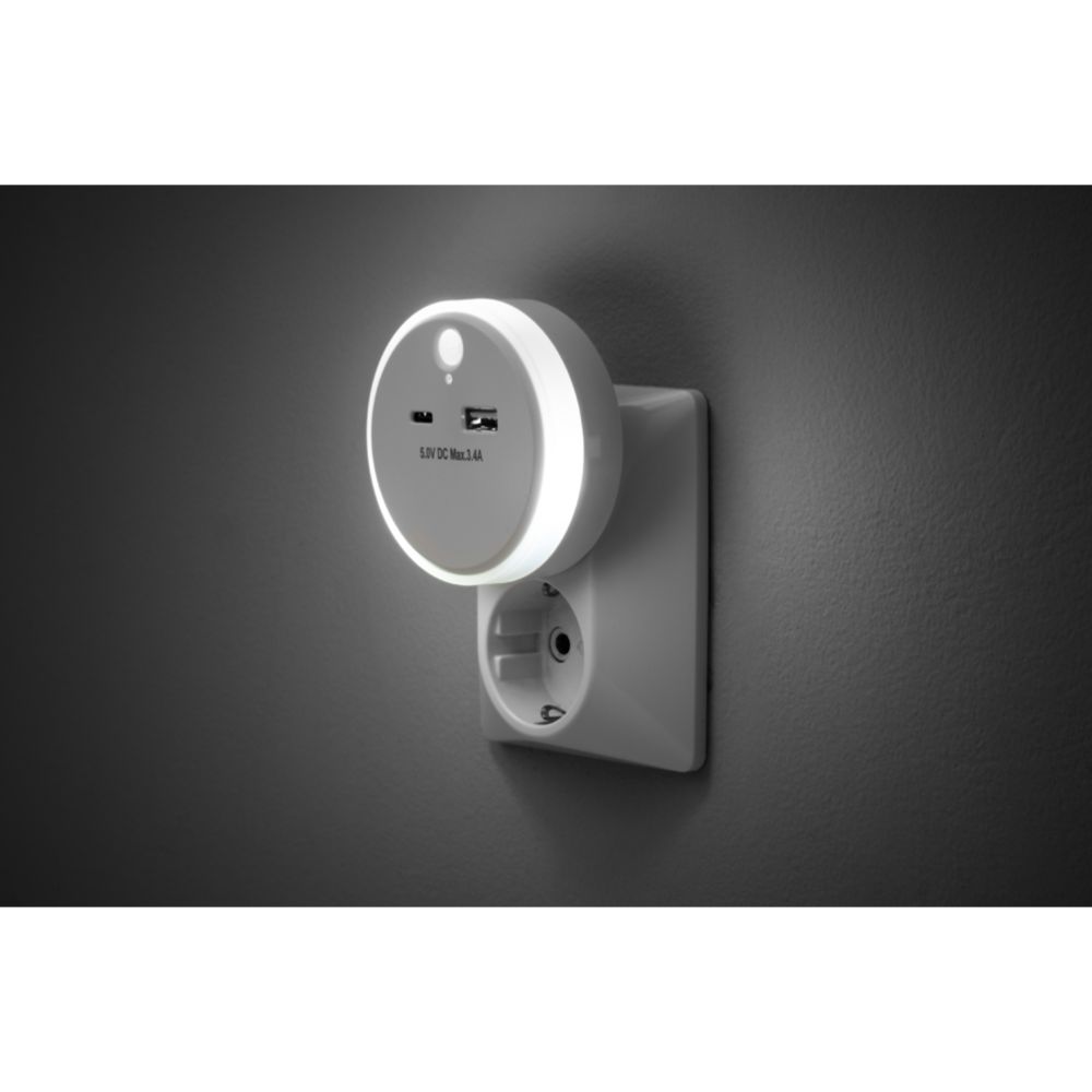 Tarmo USB-laddare och nattlampa med rörelsesensor