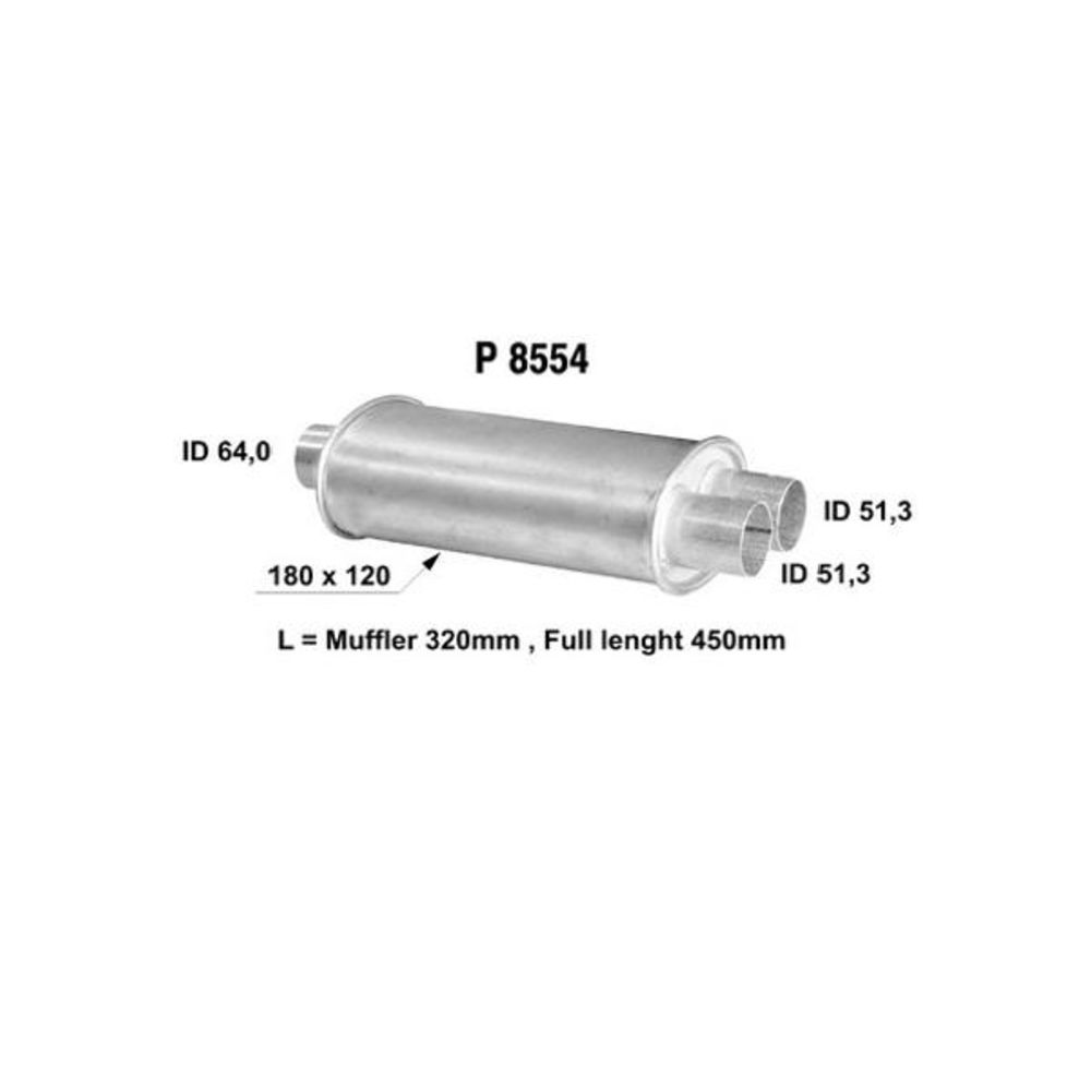 2.5"=>2x2" ø12/18x32cm Vaimennin