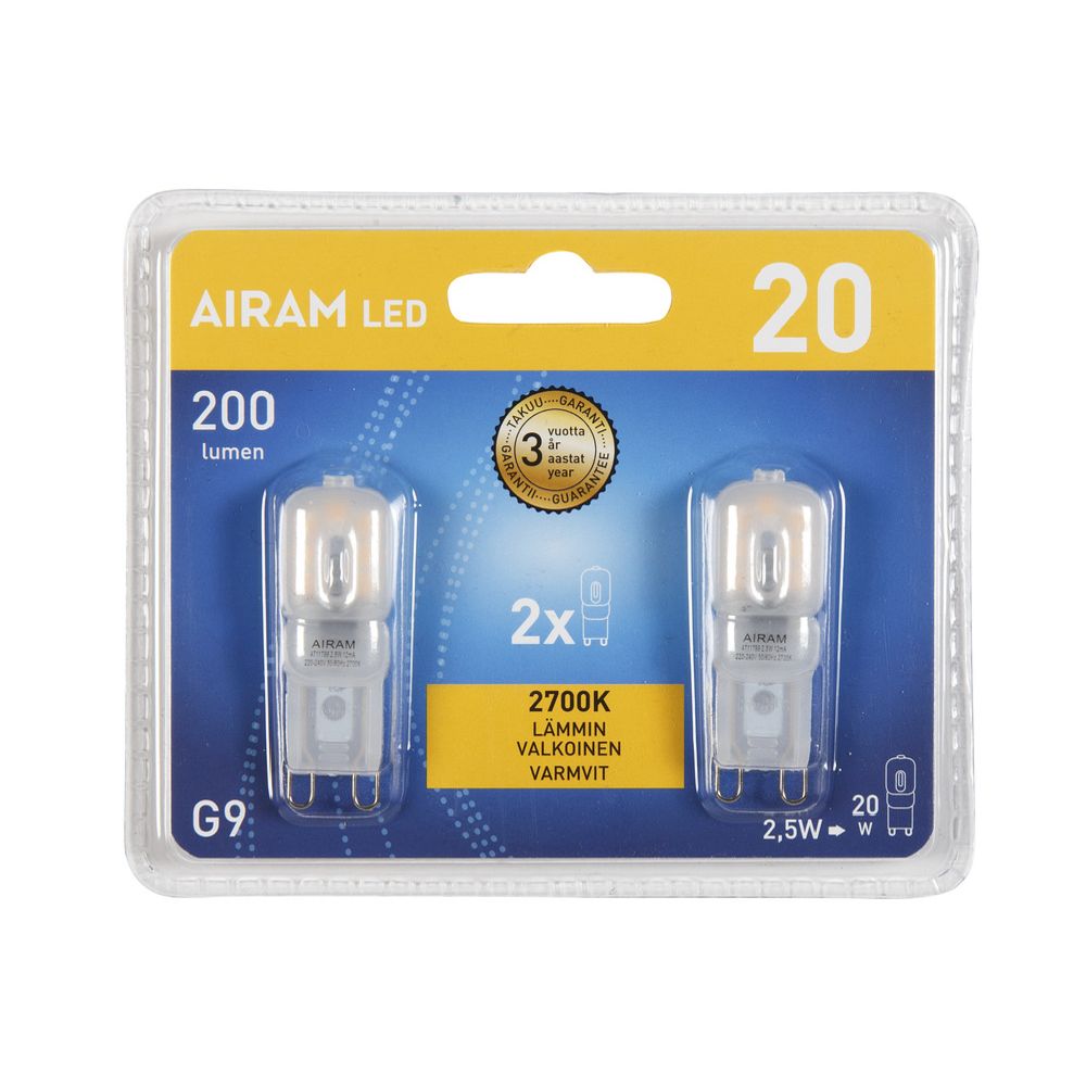 Airam LED polttimokupu G9 2W 2700 K 180 lm 2 kpl