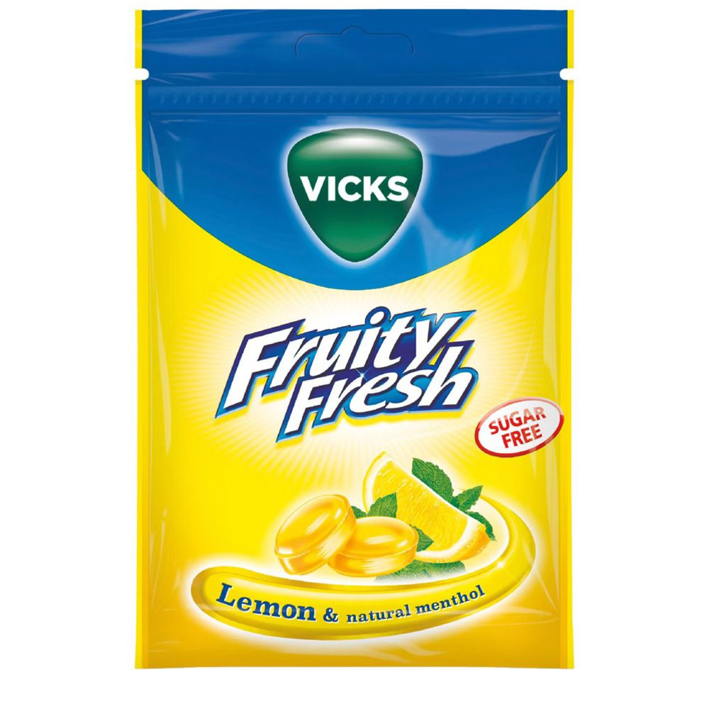 Vicks Fruity Fresh Lemon & Menthol sockerfri pastill 72 g