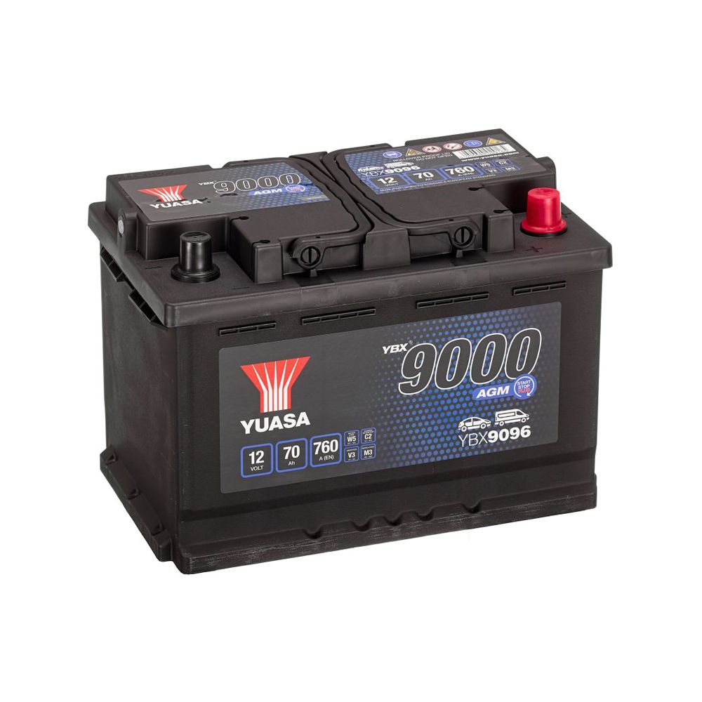 Yuasa YBX9096 70Ah / 760A AGM-käivitusaku P278 x L175 x K190 -+