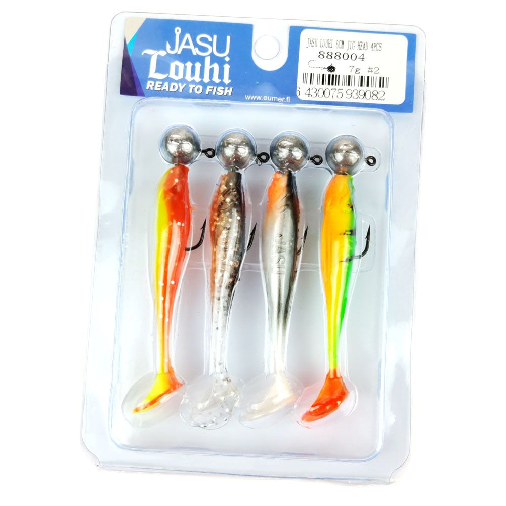 Jasu Louhi 4 cm jiggar 4 st. + jiggskallar 4 st.