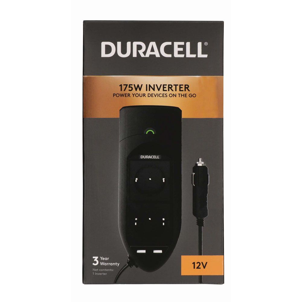 Duracell 175 W invertteri 2 x pistoke 2 x USB 2,4 A