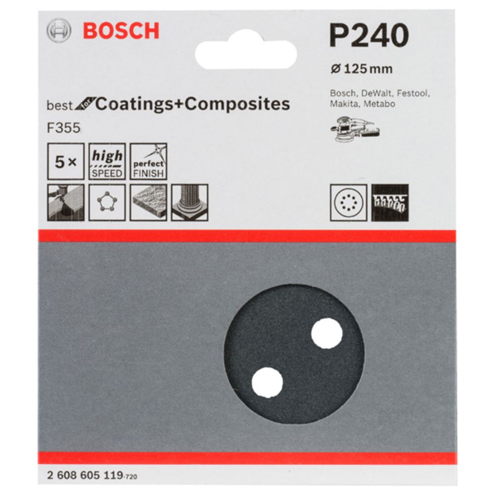 Bosch hiomapyörö koville materiaaleille Ø125 mm K240 5 kpl