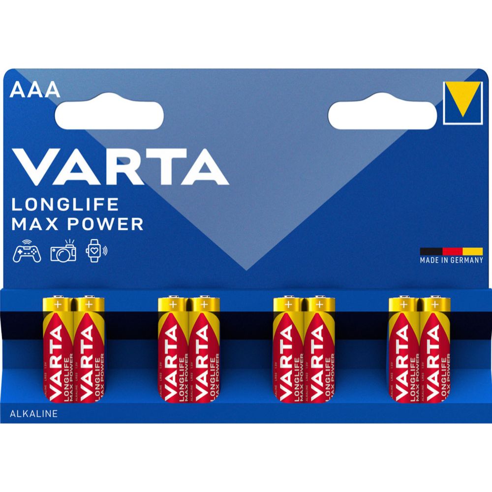 VARTA Longlife max power AAA patarei, 8-pakk