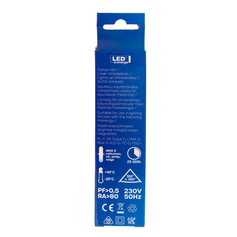 LED-kompaktlysrör G23 5 W 4000 K 500 lm 2-pin