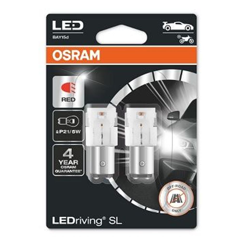 Osram P21/5W LED-lampa röd 2 st.