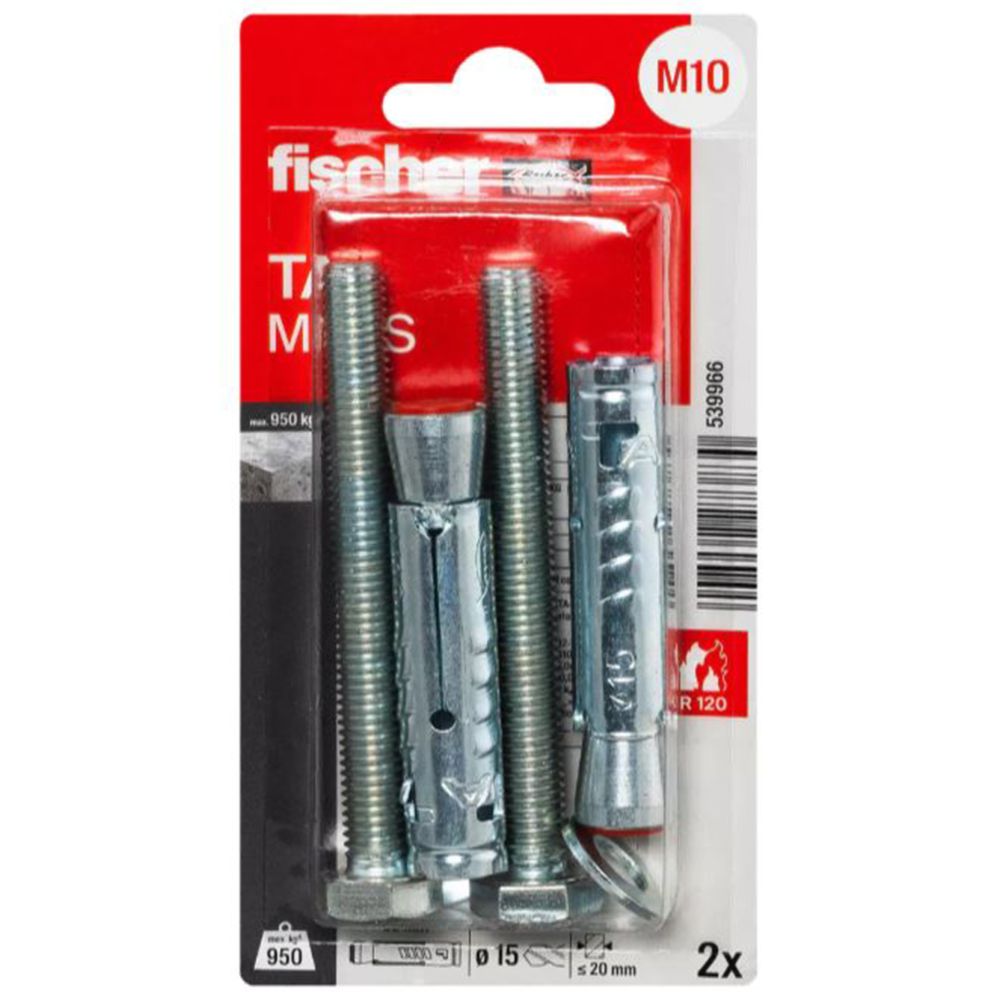 Fischer TA M10 S/20 K NV voima-ankkuri 2 kpl