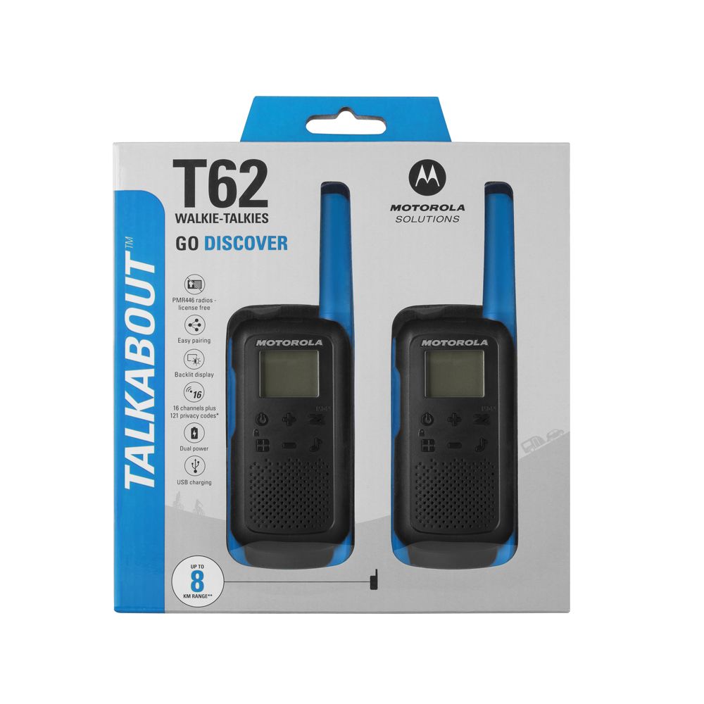 Motorola T62 jaktradio, walkie talkie set blå