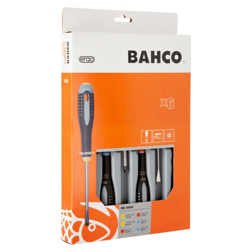 Bahco BE-9886 Ergo skruvmejselsats 6 delar