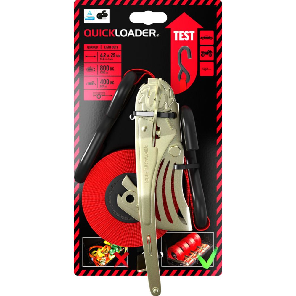 Quickloader lastspännare automatisk 800 kg 25 mm x 4,2 m