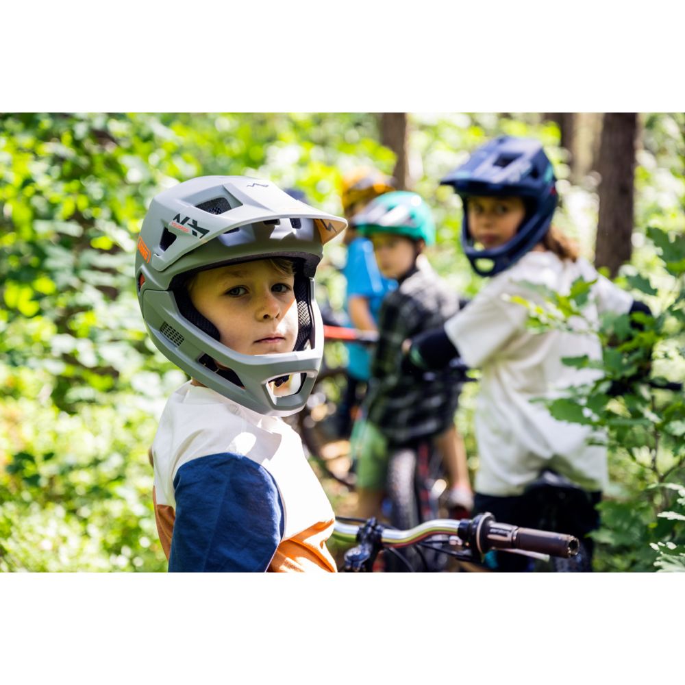 Abus YouDrop FF cykelhjälm med hakskydd barn/ungdom grå