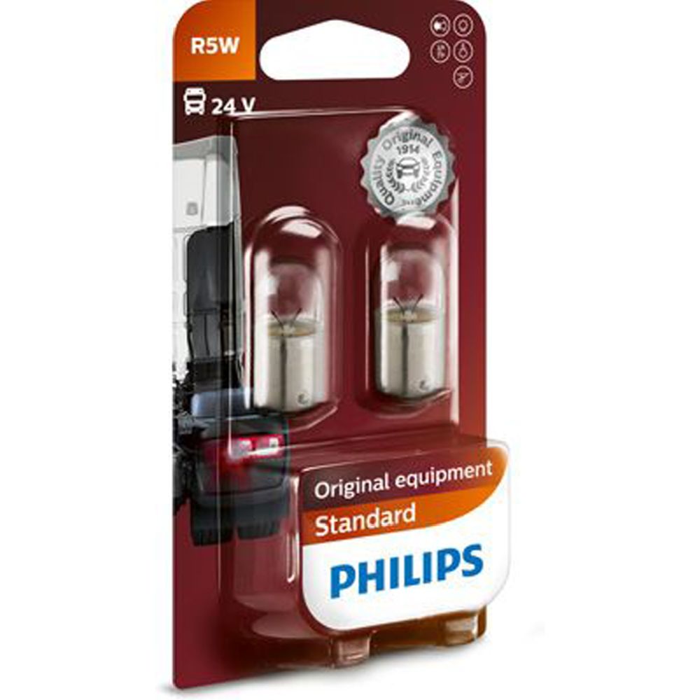 Philips BA15s metallsockellampa 24V 5W R5W 2 st.