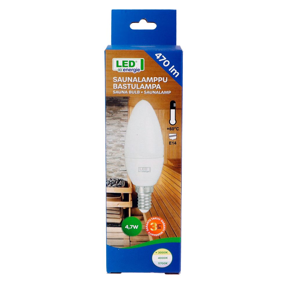 Led Energie matt saunavalgusti, C37, 470 lm, 4,7 W, E14