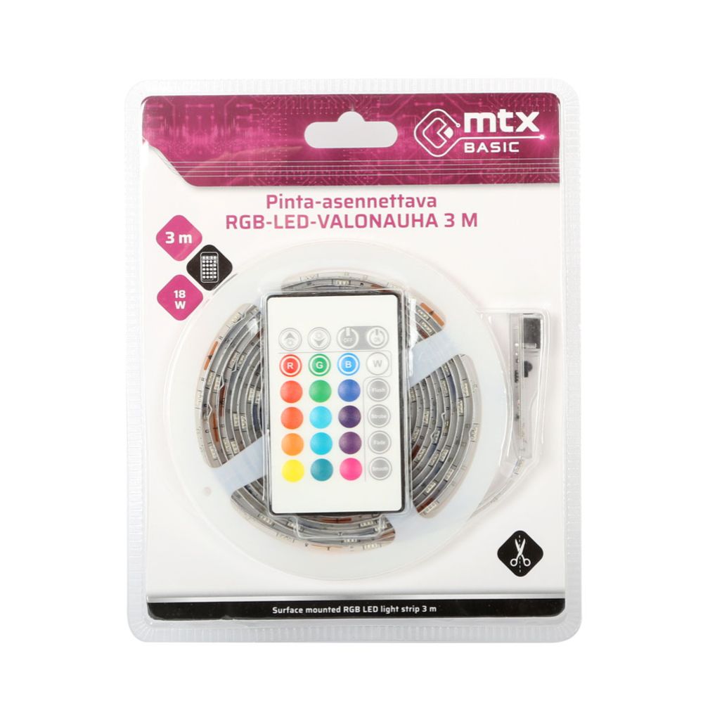 MTX Basic RGB LED-valonauha 6 W/m 3 m IP65/IP20