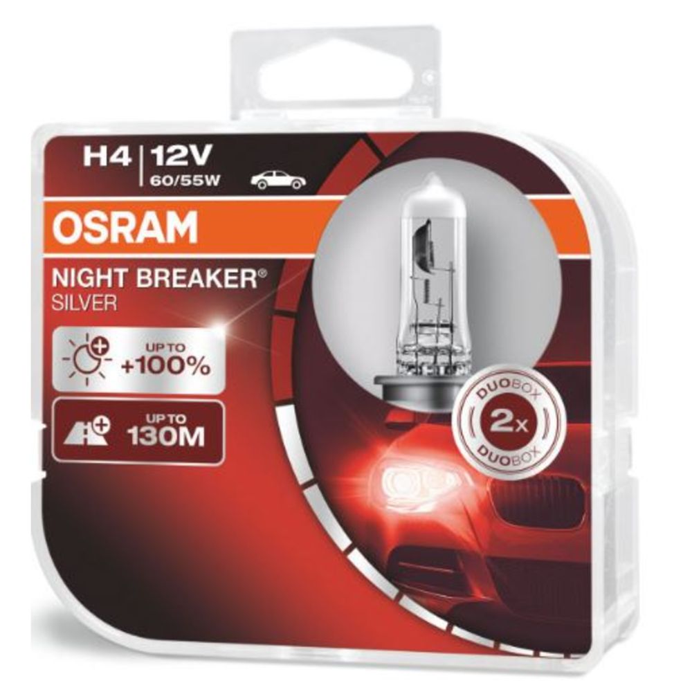 Osram Night Breaker Silver H4-polttimopari +100% 12V / 60/55W