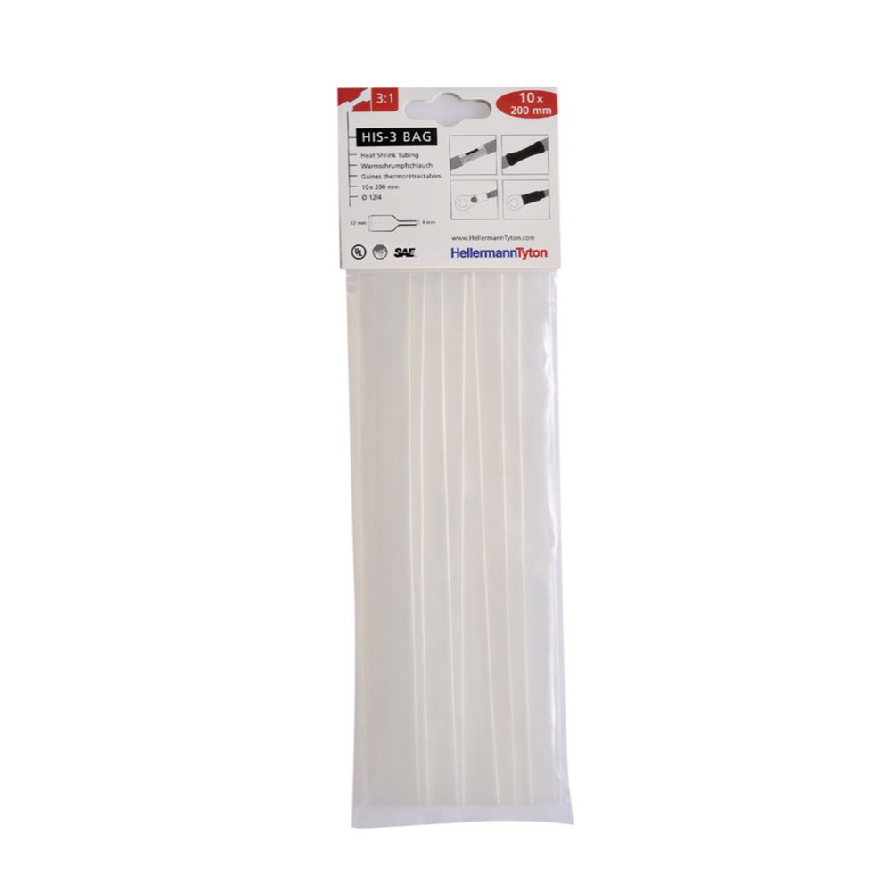 HellermannTyton krympslang 12/4 mm klar 3:1 10 x 200 mm
