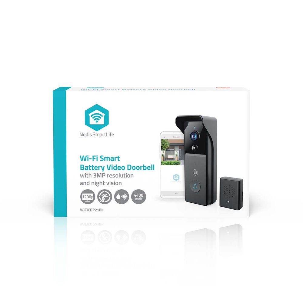 Nedis SmartLife akkukäyttöinen ovikellokamera 3MP Full HD