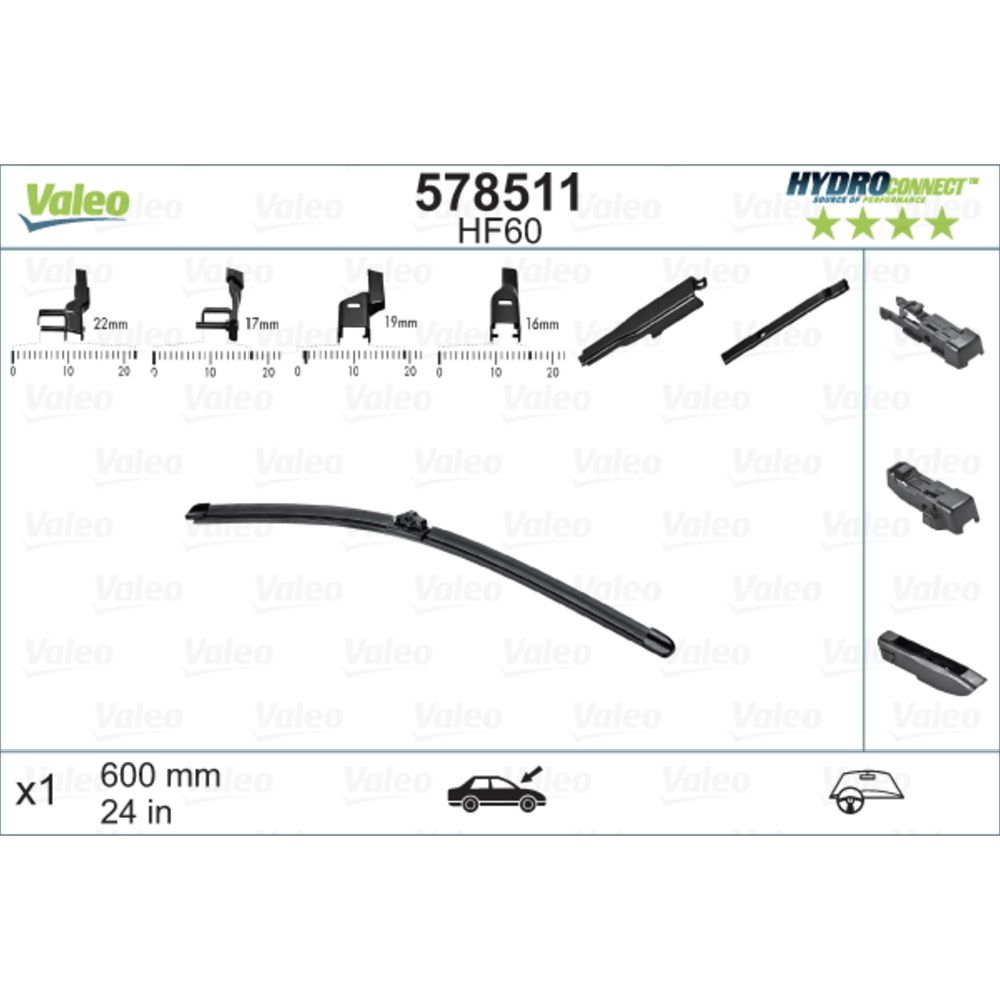 Valeo HydroConnect HF60 pyyhkijänsulka 60 cm