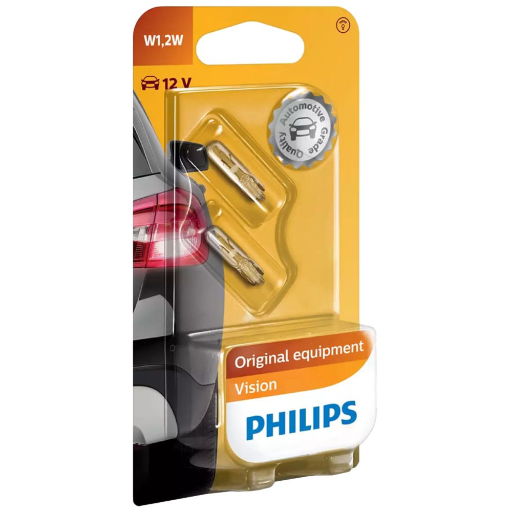 Philips klaassokliga pirnid, 2 tk, 12V 1,2W W1,2W (T5)