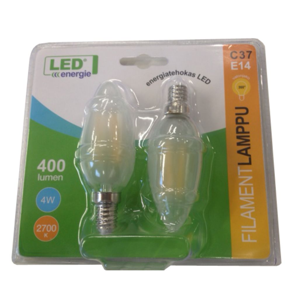 LED filamentti frosted kynttilälamppu E14 4W 2700K 400 lm 2 kpl