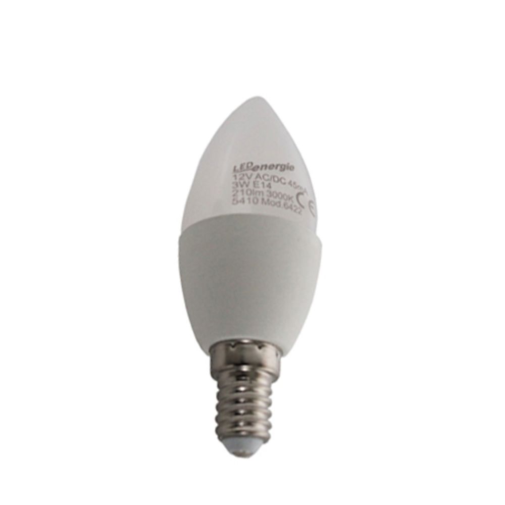 12 V LED-lühterlamp, E14, 3 W, 3000 K, 210 lm