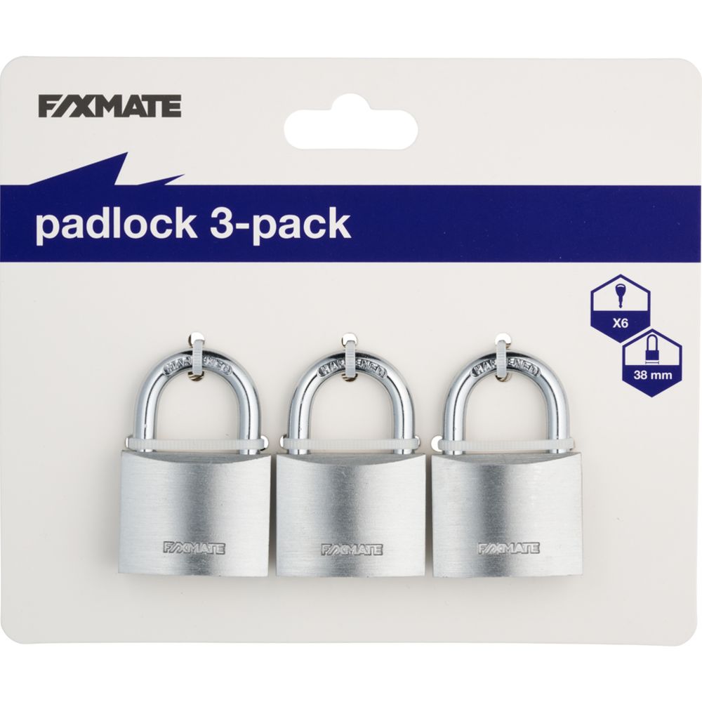 Fixmate hänglåsset 38 mm 3 st.