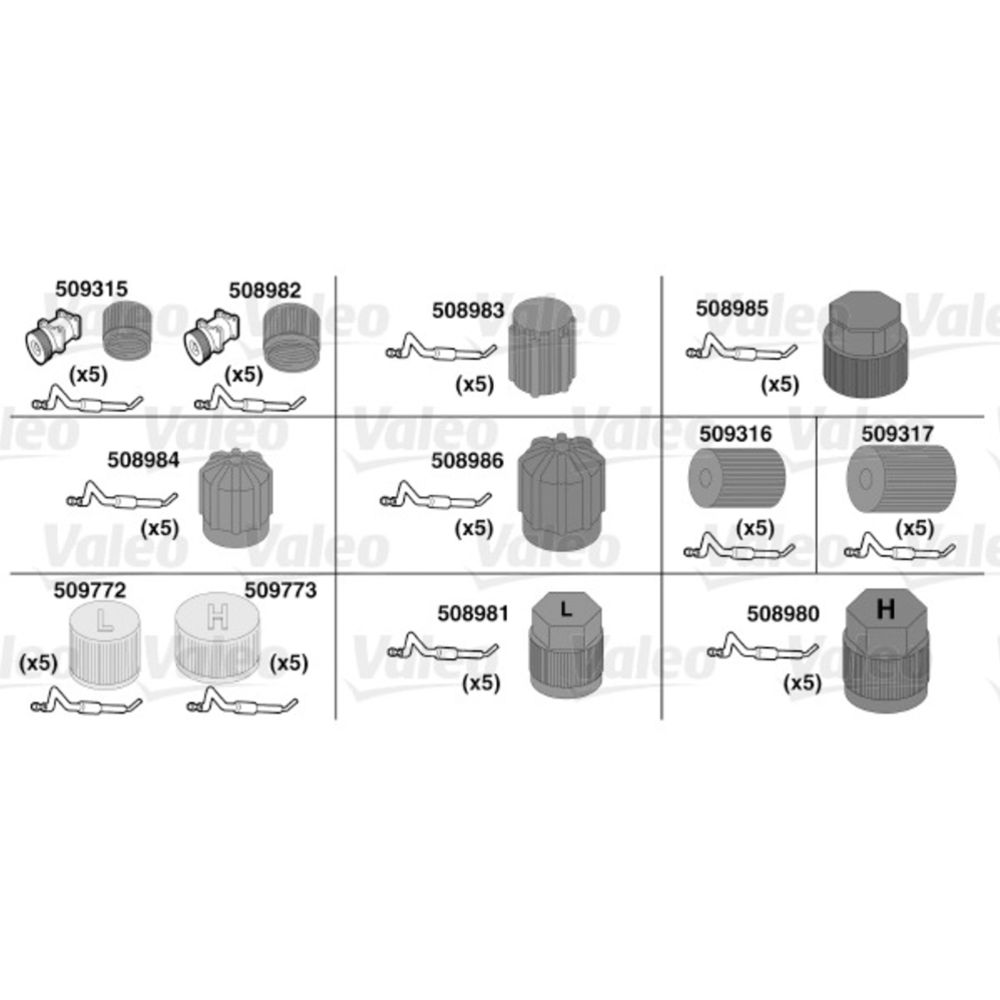 Valeo kliimaseadme ventiilikübarate komplekt (60 osa)