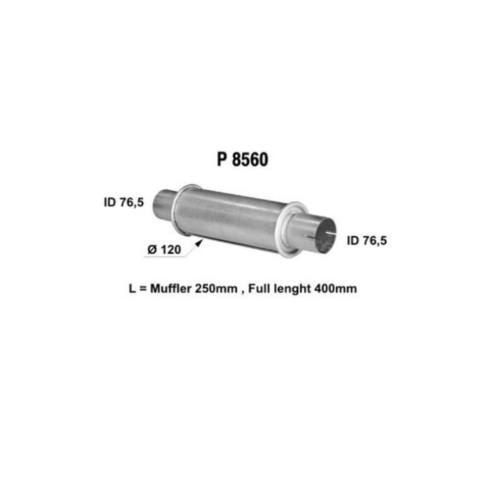 3"-vaimennin ø125mmX250mm (ø76mm)
