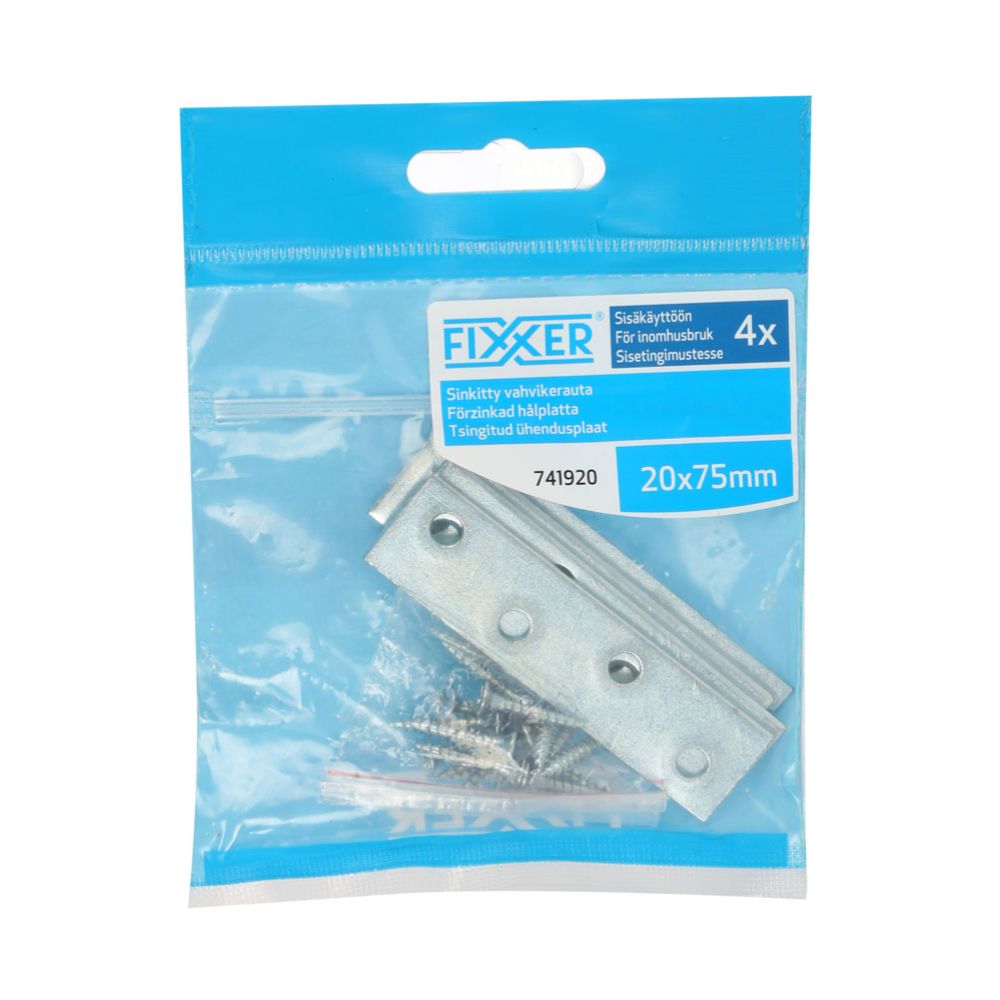 Fixxer® hålplatta förzinkad 20 x 75 mm 4 st.
