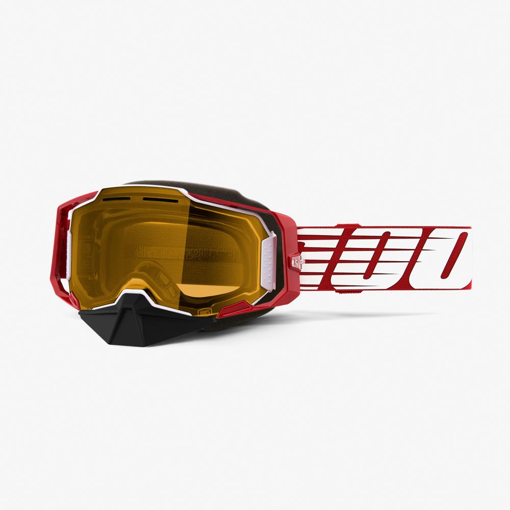 100% Armega Deep Red skoterglasögon gul lins