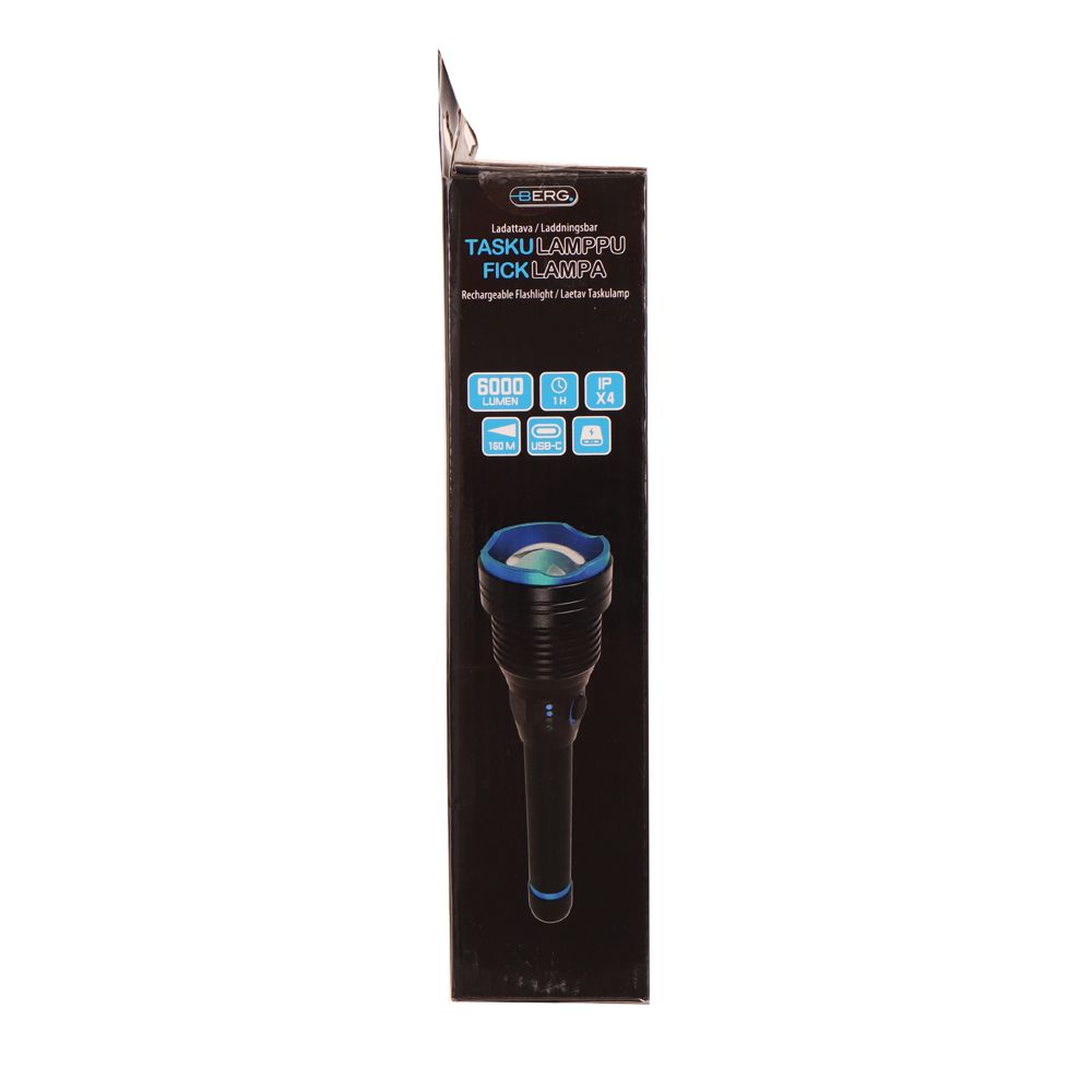 Berg laddningsbar LED-ficklampa 75 W 6000 lm aluminium