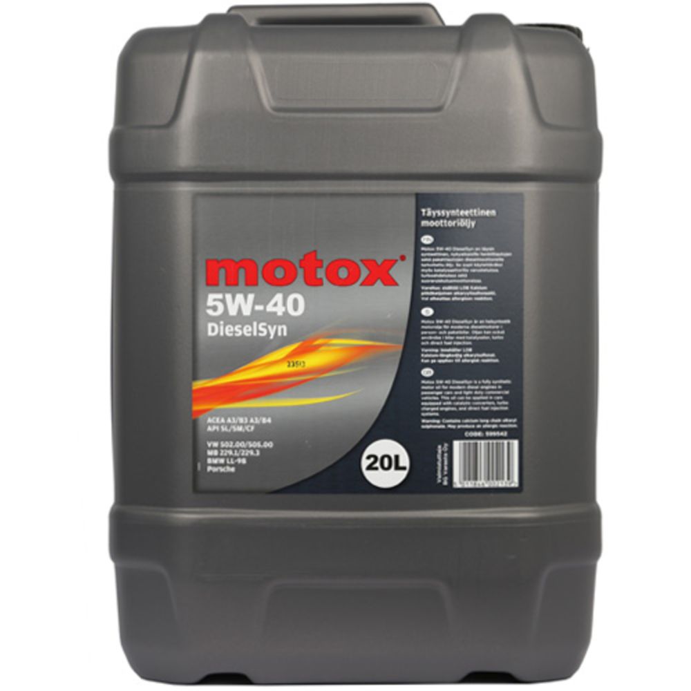 Motox DieselSyn 5W-40 CF/SM mootoriõli, 20 l