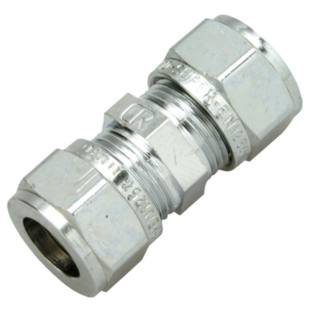 Klämringskoppling rak 12 mm - 12 mm, förkromad