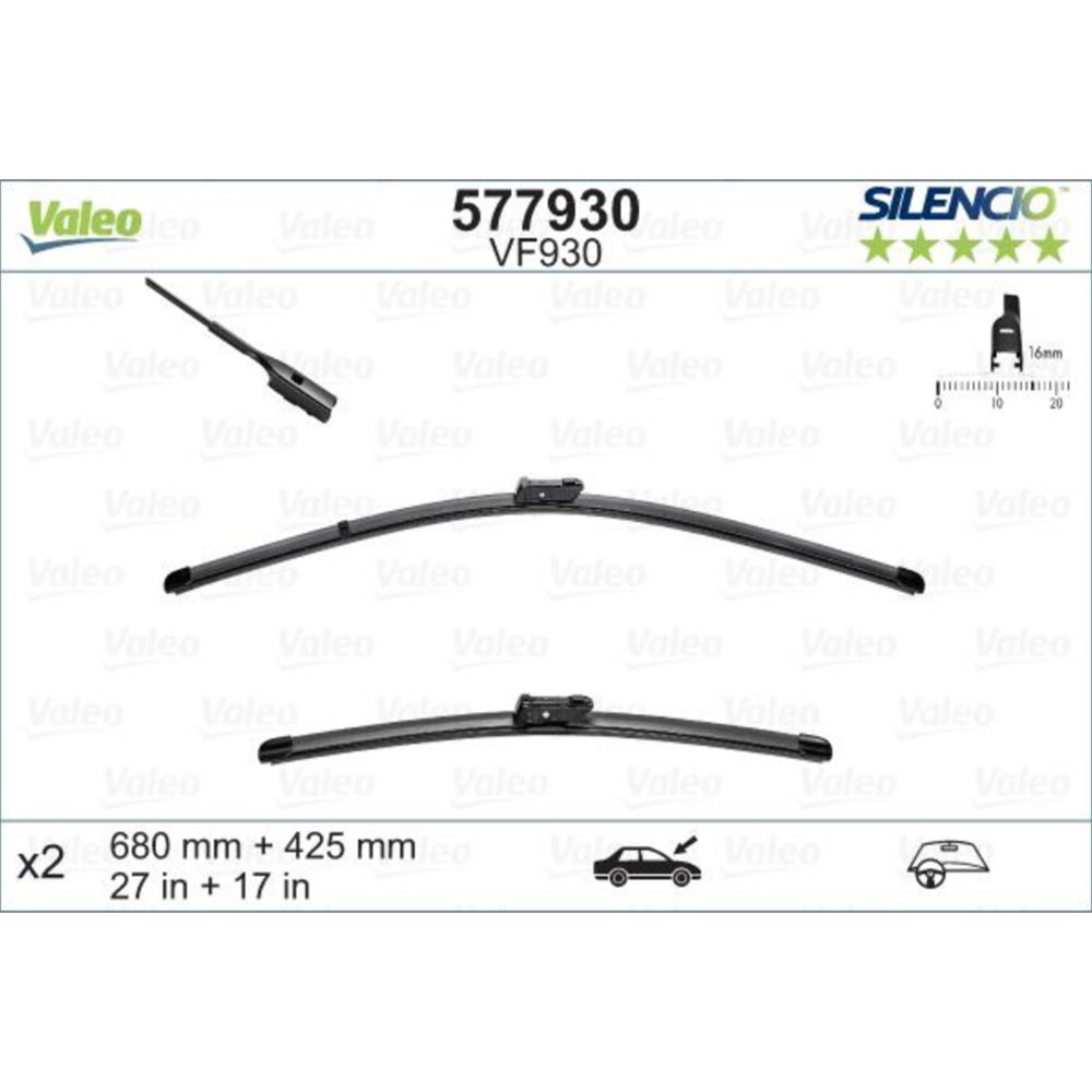 Valeo Silencio X-Trm VF930 pyyhkijänsulkapari 42,5 + 68 cm