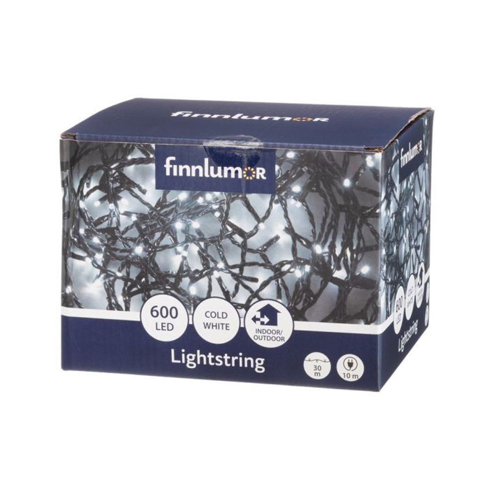 Finnlumor 600 LED valguskett musta juhtmega