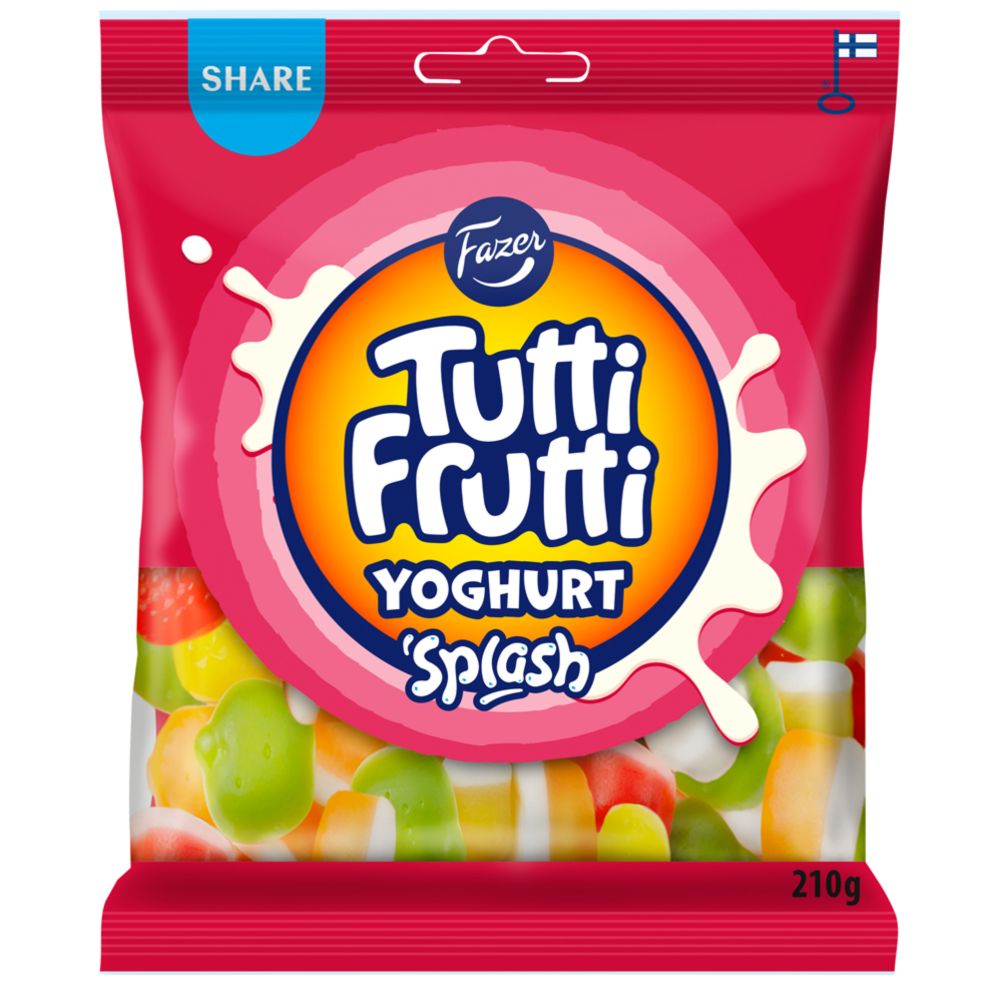 Fazer Tutti Frutti Yoghurt Splash karkkipussi 210g