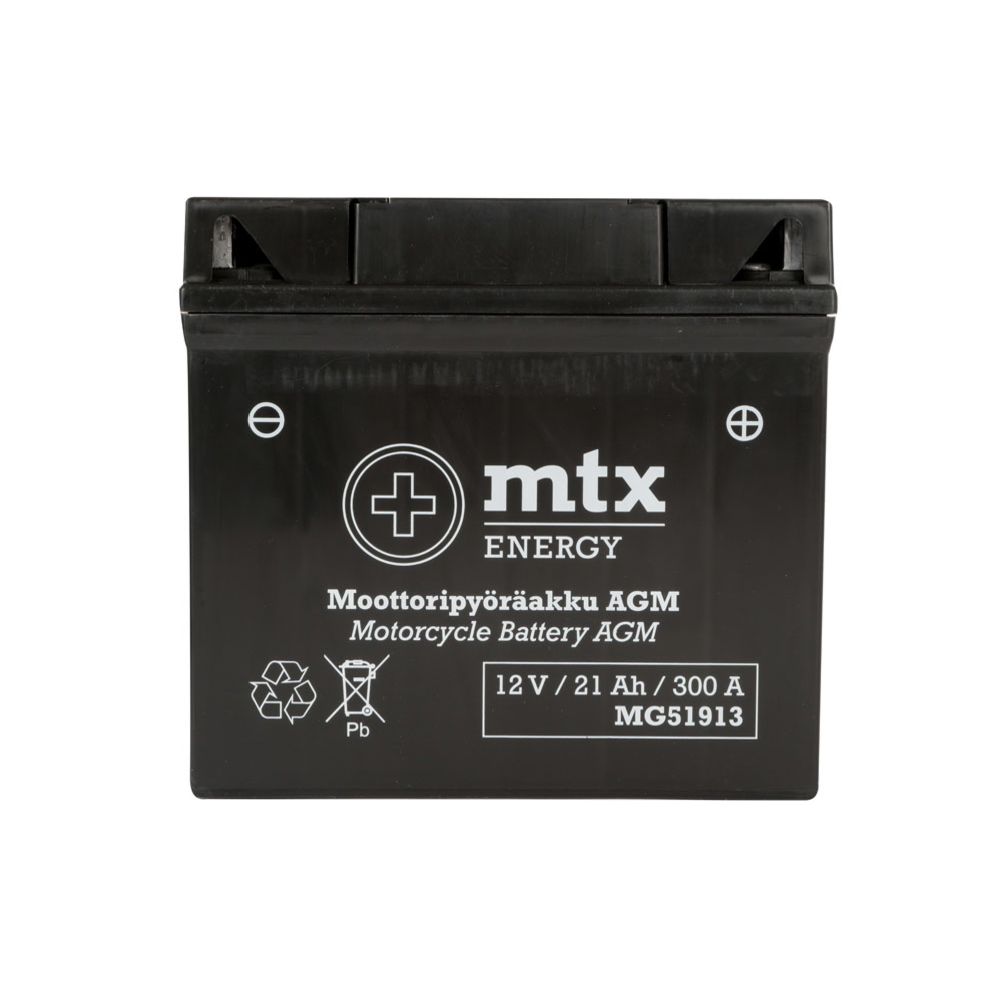 MTX Energy mootorratta AGM-aku, 12 V, 21 Ah, "MG51913" (P 183 x L 79 x K 171 mm)