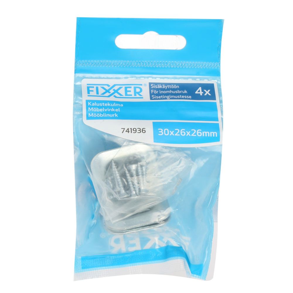 Fixxer® tsingitud mööblinurk 26 x 26 x 30 mm 4 tk