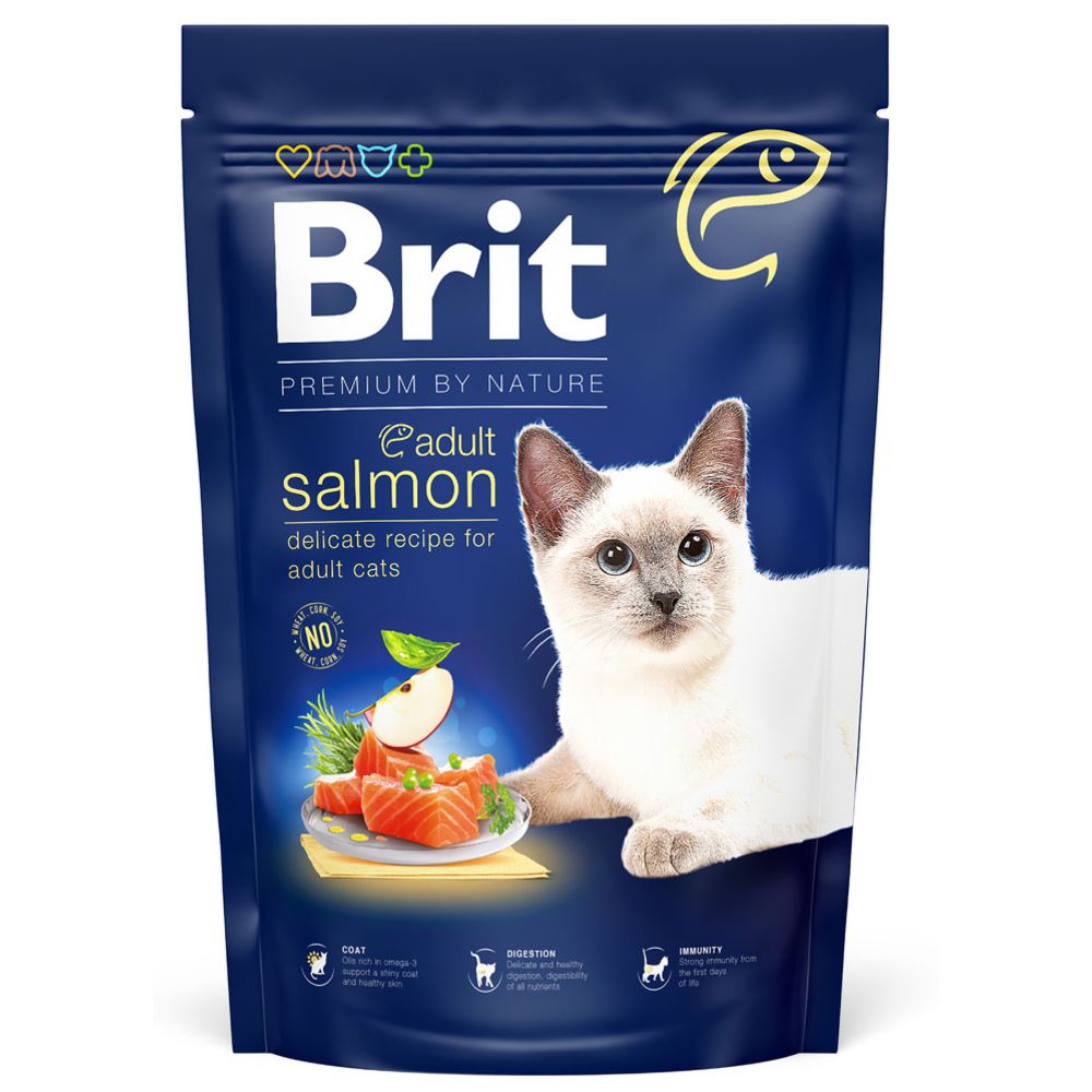 Brit Premium by Nature lax för vuxna katter 1,5 kg